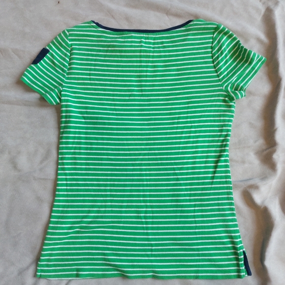 Lauren Ralph Lauren LRL Striped Green Short Sleeve Tee Shirt, Medium - Picture 6 of 9